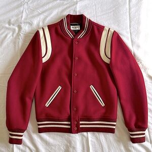 SAINT LAURENT size 44 Red 
Teddy Varsity Jacket